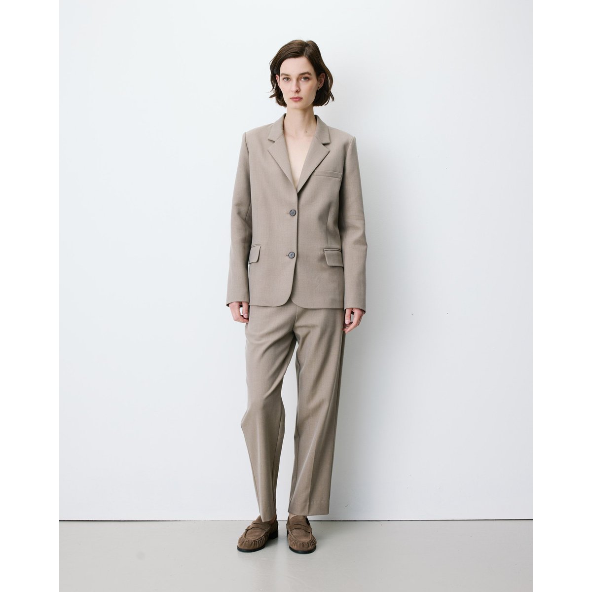 Blazer droit simple boutonnage à poches beige Alarick beige, GRACE AND MILA