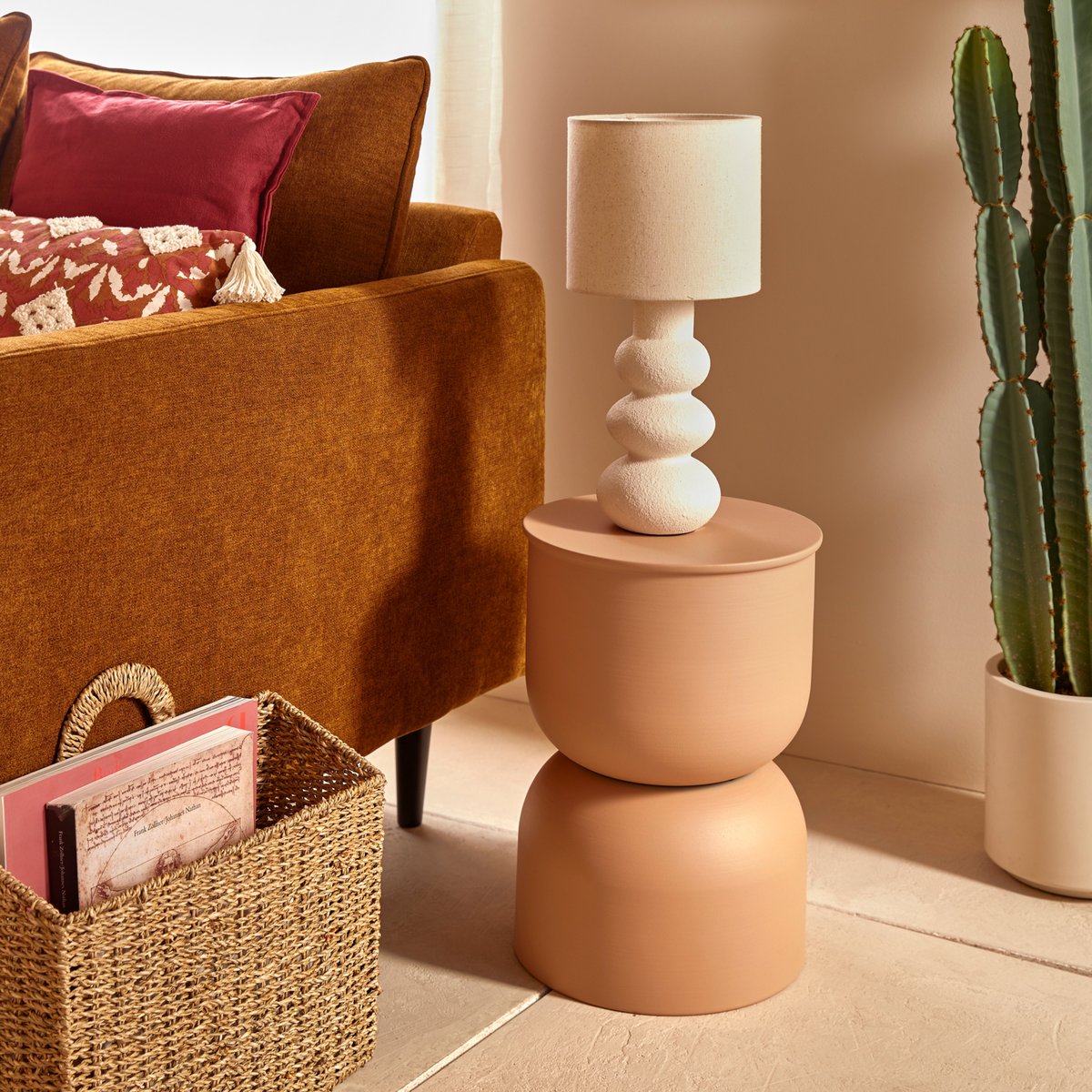 Table d'appoint acier PALOMBA beige, ATMOSPHERA