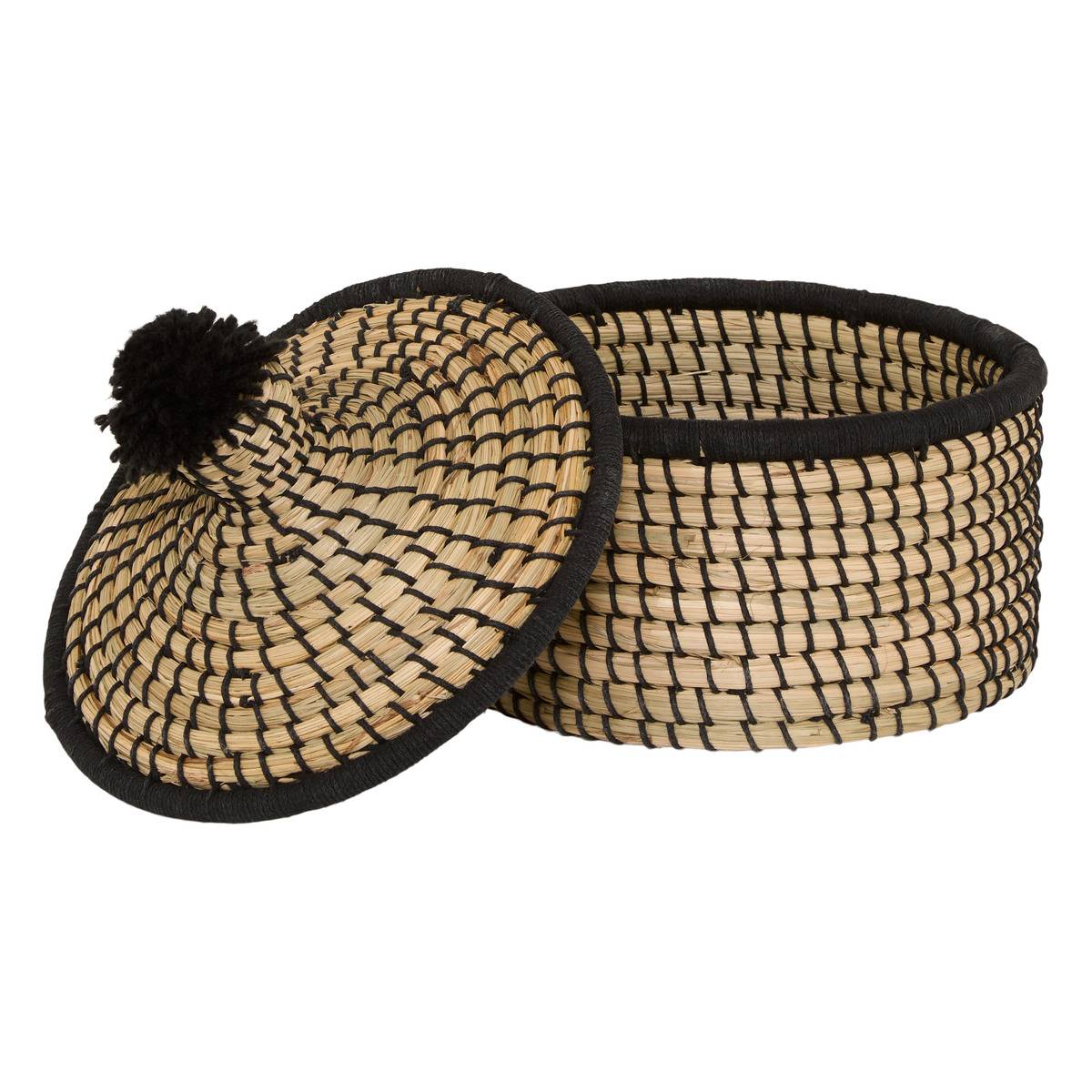 Lot de 3 paniers ronds en roseau NYERO beige, ATMOSPHERA