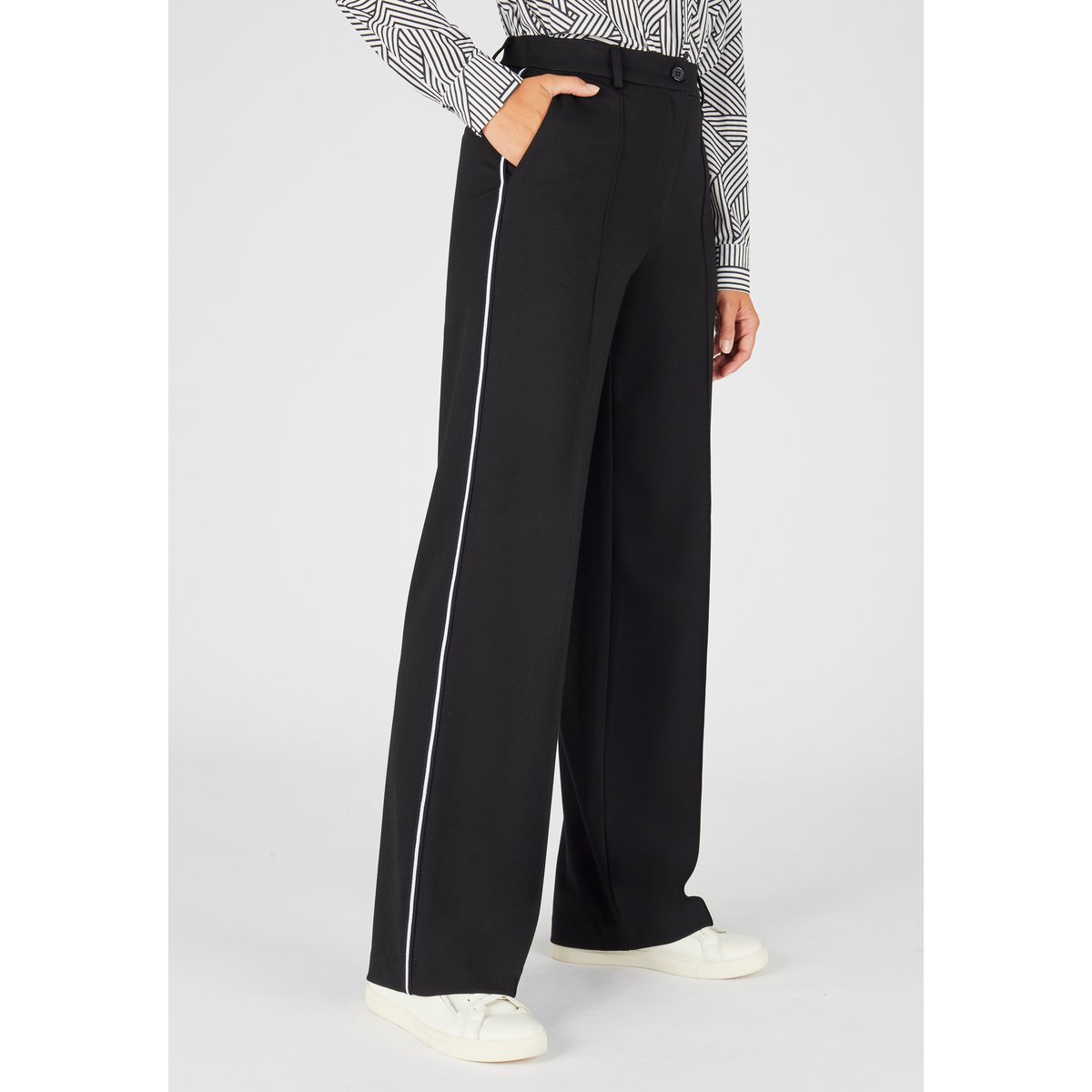 Pantalon large en maille noir, DAMART