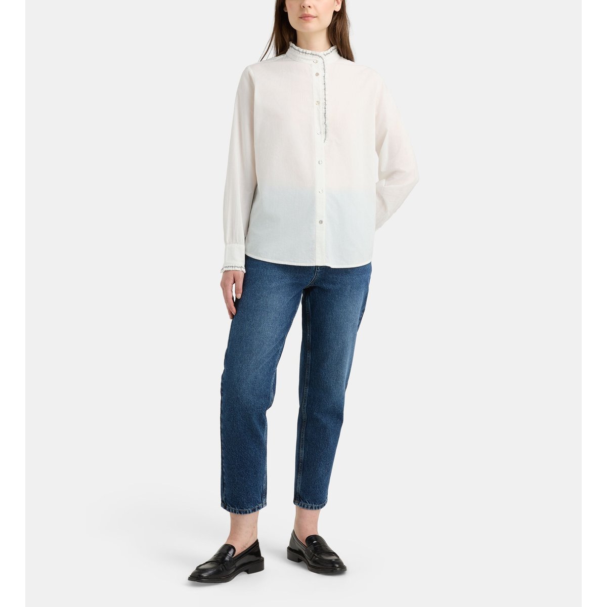 Chemise droite detroit point coton bio écru, GALERIES LAFAYETTE
