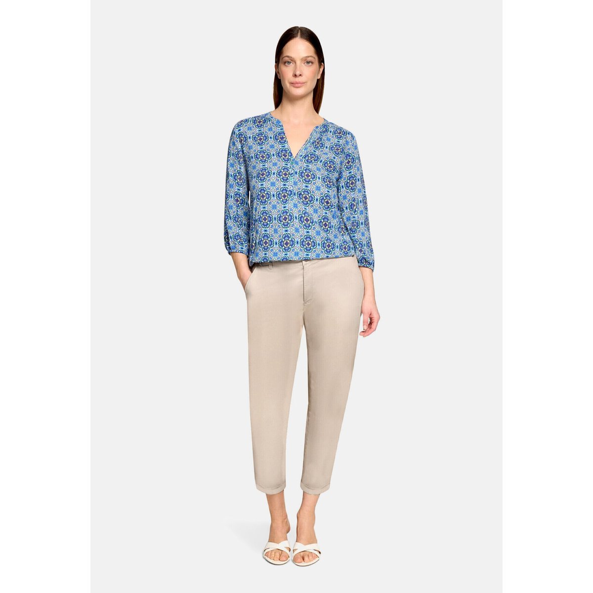 Blouse casual à motifs bleu/vert, CARTOON