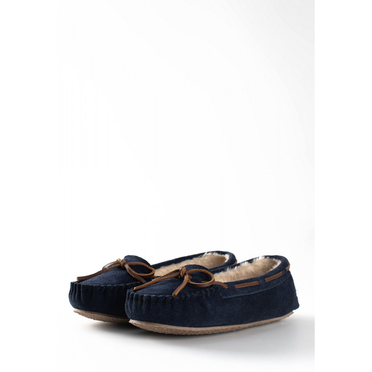 Mocassins en daim fourrés en laine CALLY bleu marine, MINNETONKA