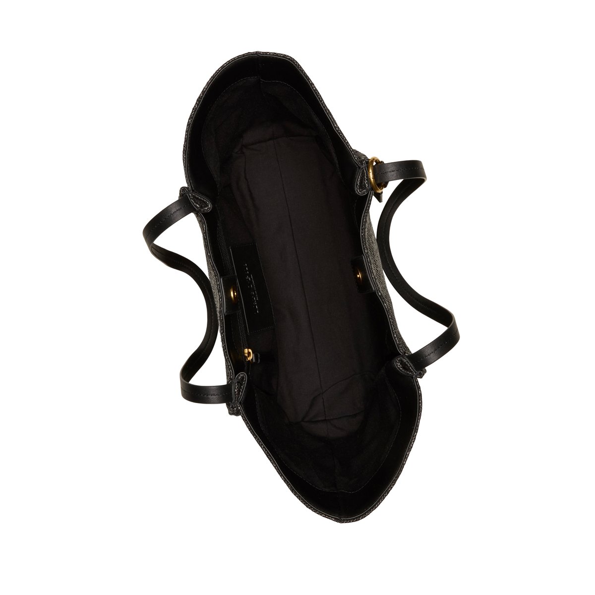 Shopper en raphia large avec détails élégants en cuir véritable noir, MARC O'POLO