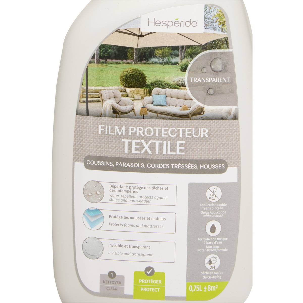 Spray imperméabilisant pour textile extérieur 75cl blanc, HESPERIDE