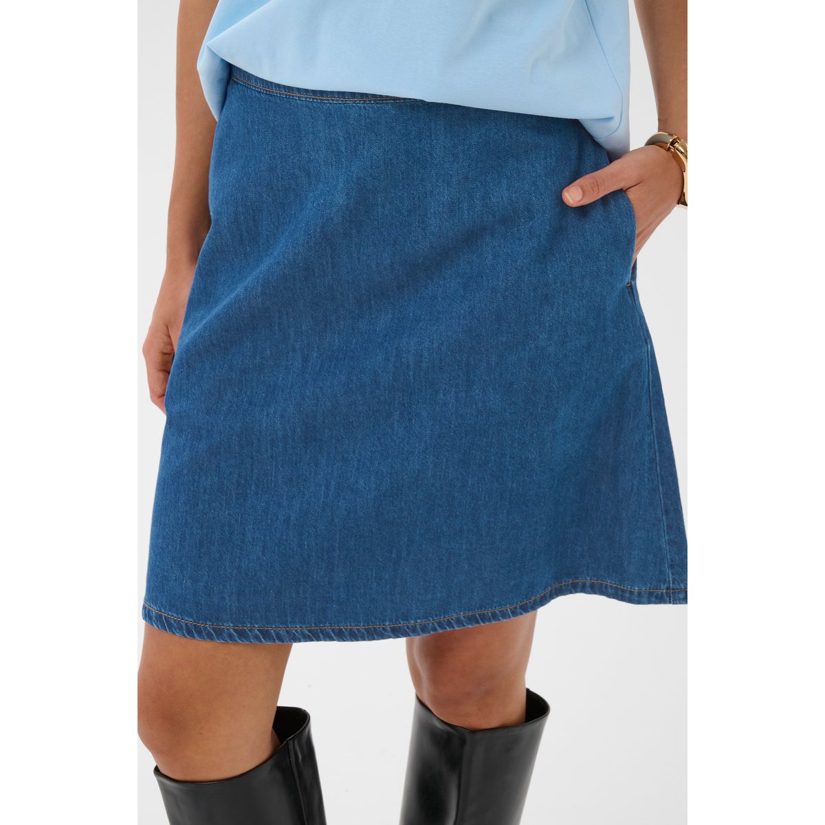 Jupe - tissage léger bleu dark blue wash, CULTURE