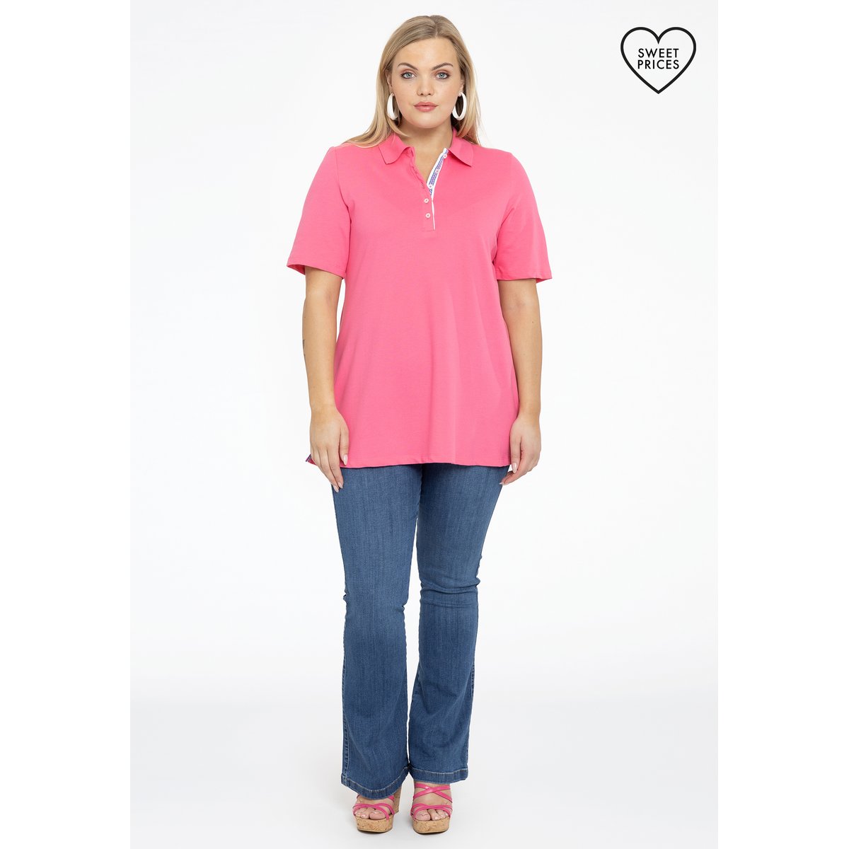 T-shirt avec col polo rose, YOEK