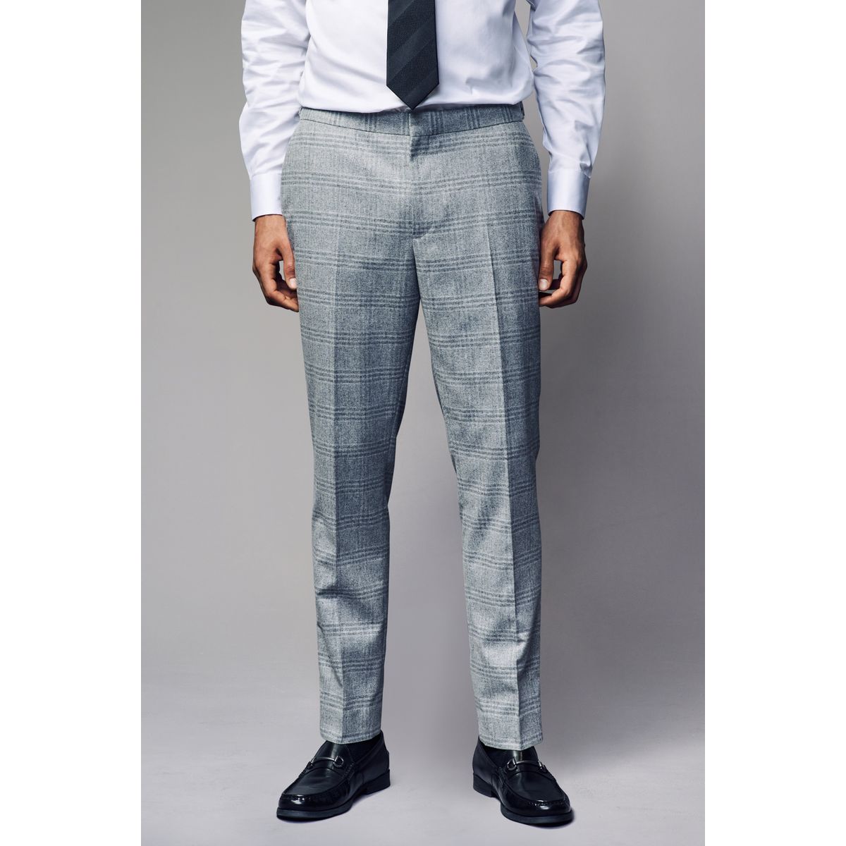 Pantalon de costume slim brossé aux carreaux gris, NEXT