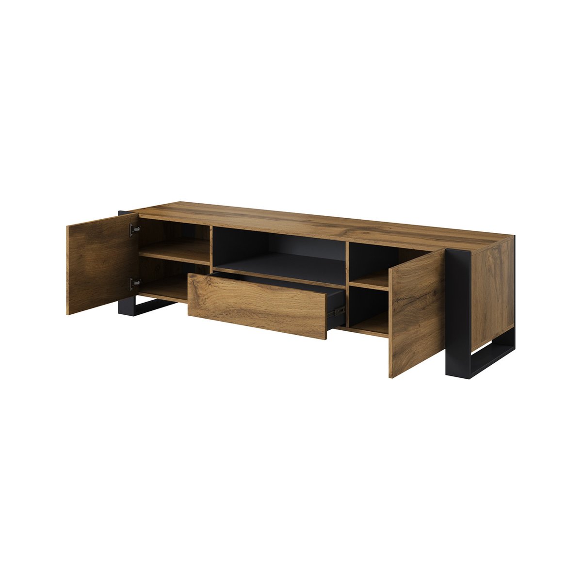 Meuble TV effet bois style industriel, WILLOW bois / gris, BEST MOBILIER