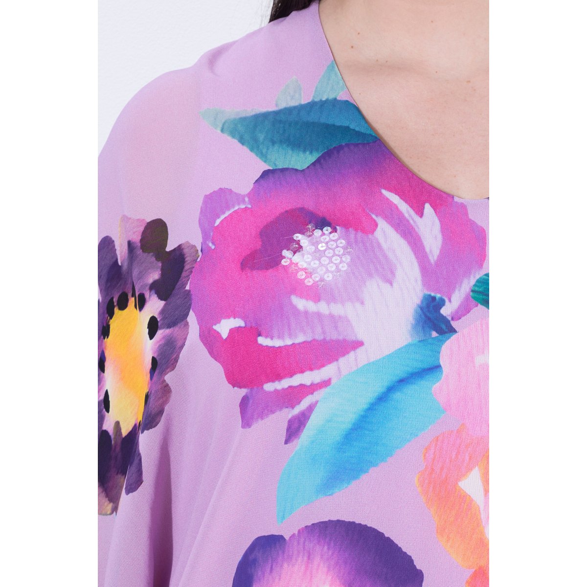 Blouse en mousseline, fleurs lilas clair, ULLA POPKEN