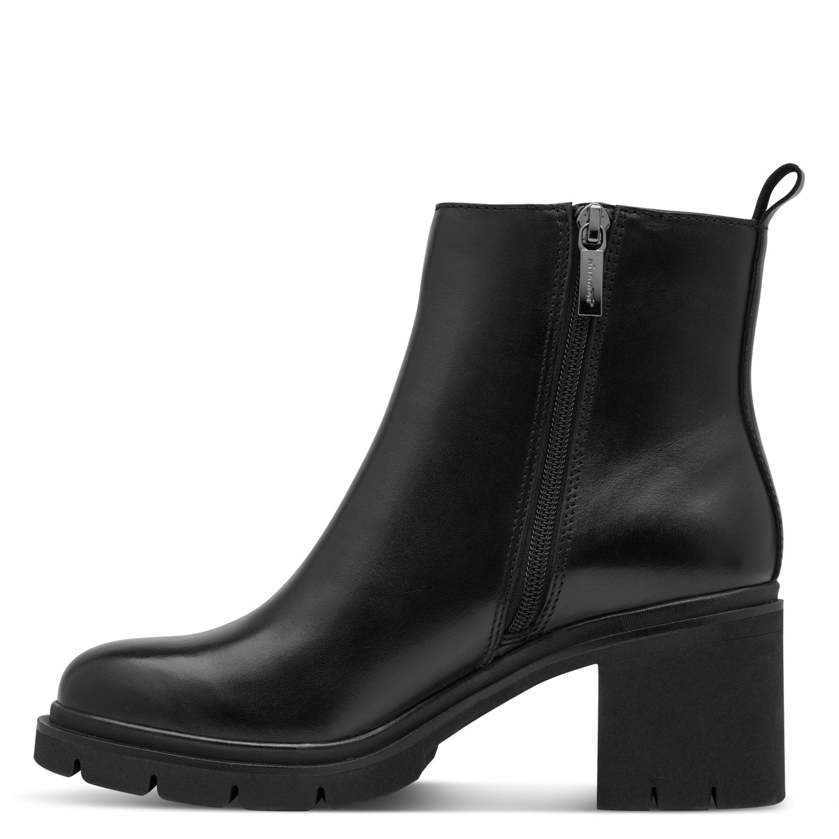 Bottine Chelsea en cuir noir nappa, TAMARIS