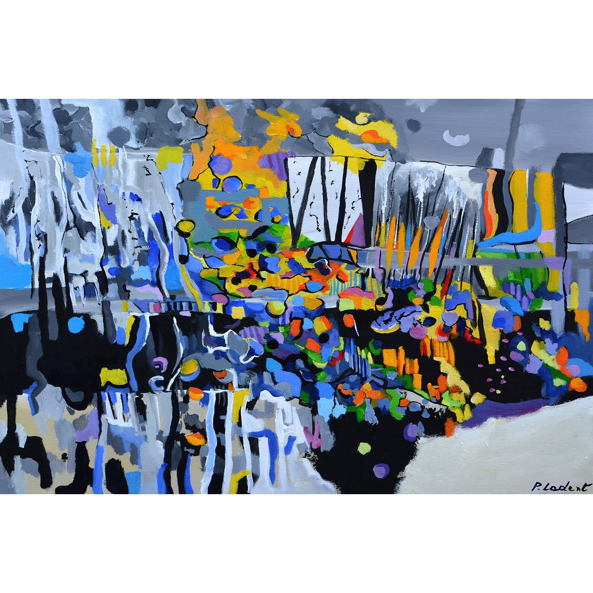Tableau abstrait champs de bleuet tableau alu dibond, HEXOA