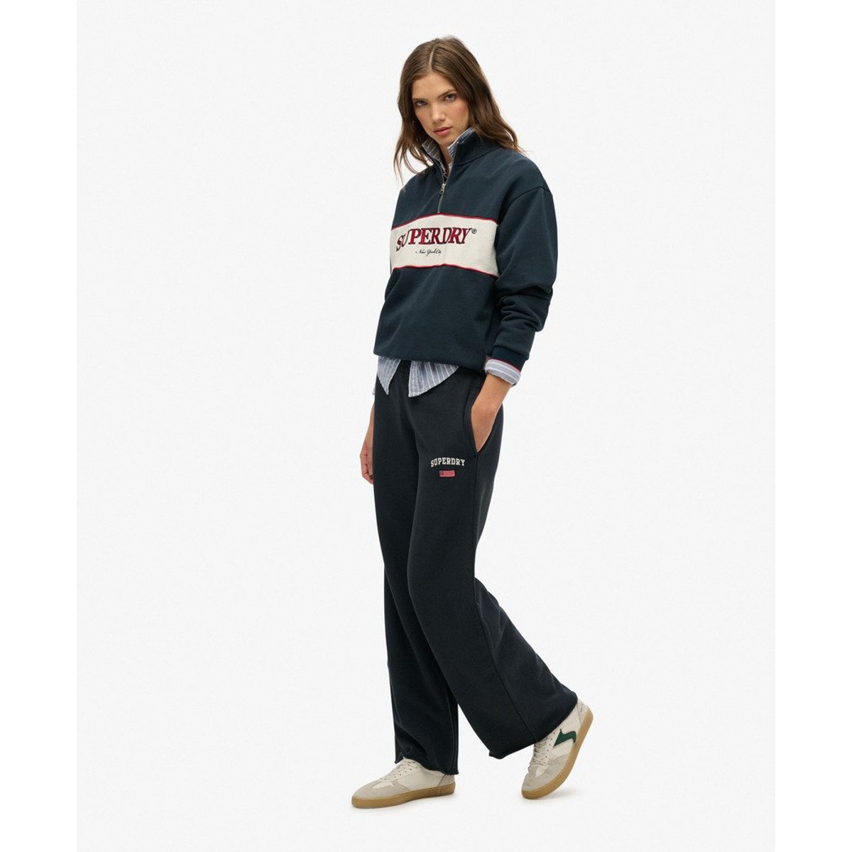 Pantalon de survêtement large Athletic Essentials bleu marine éclipse, SUPERDRY