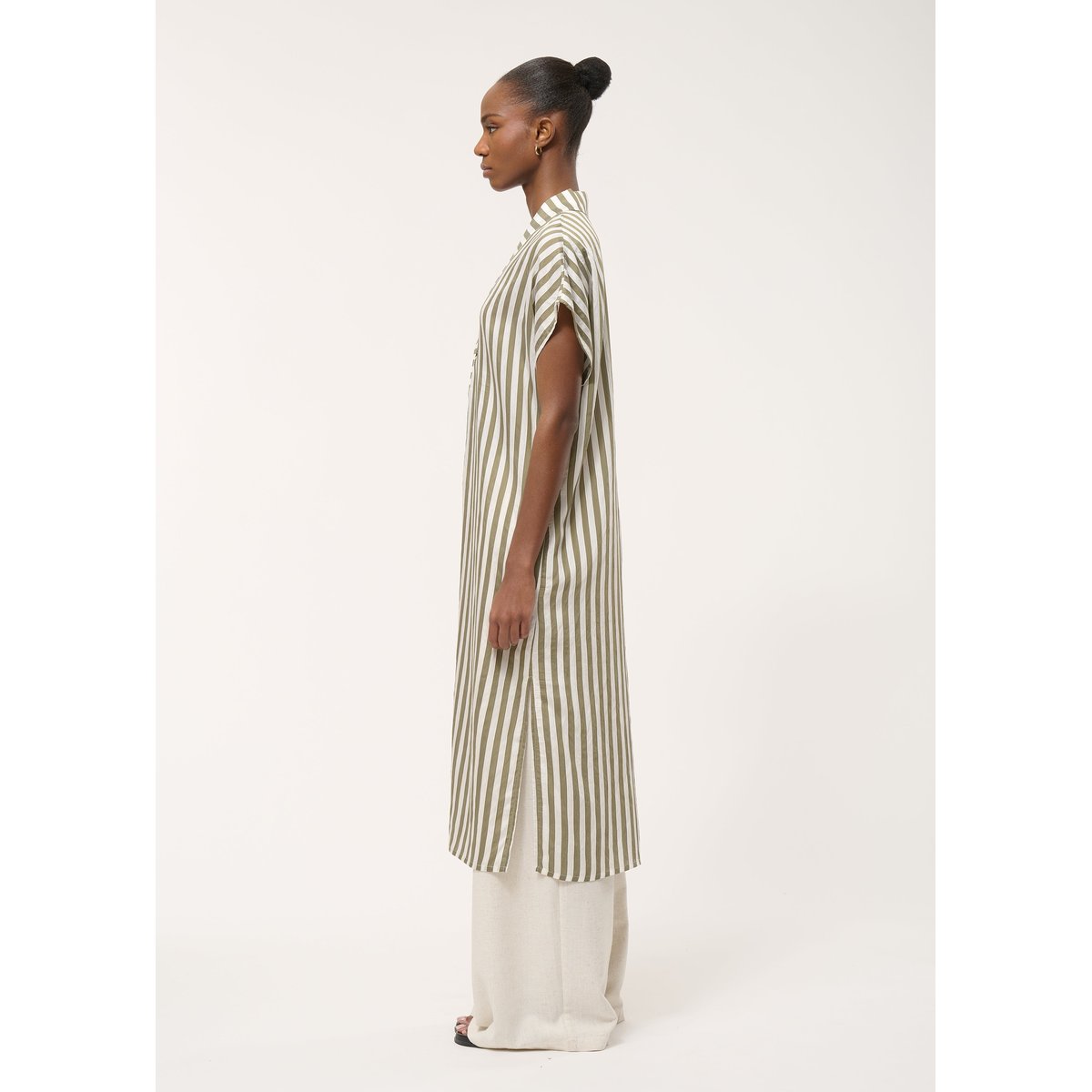 Robe droite rayée army/off white, HUMILITY