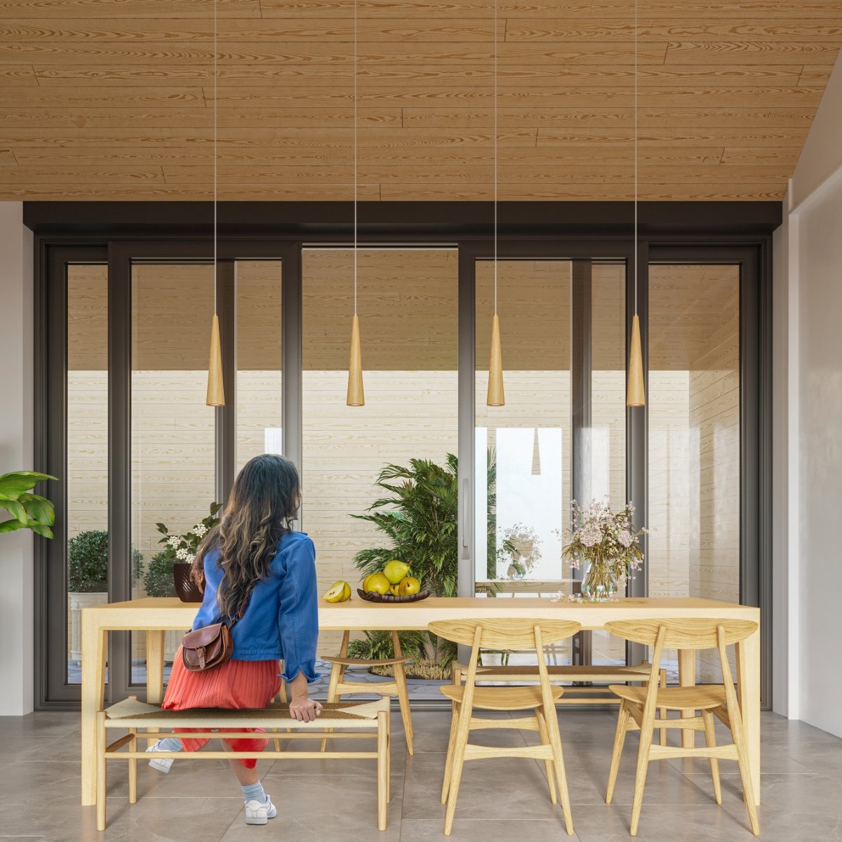 Suspension Bois Bois Naturel GU10 3 Sula marron, EDEN