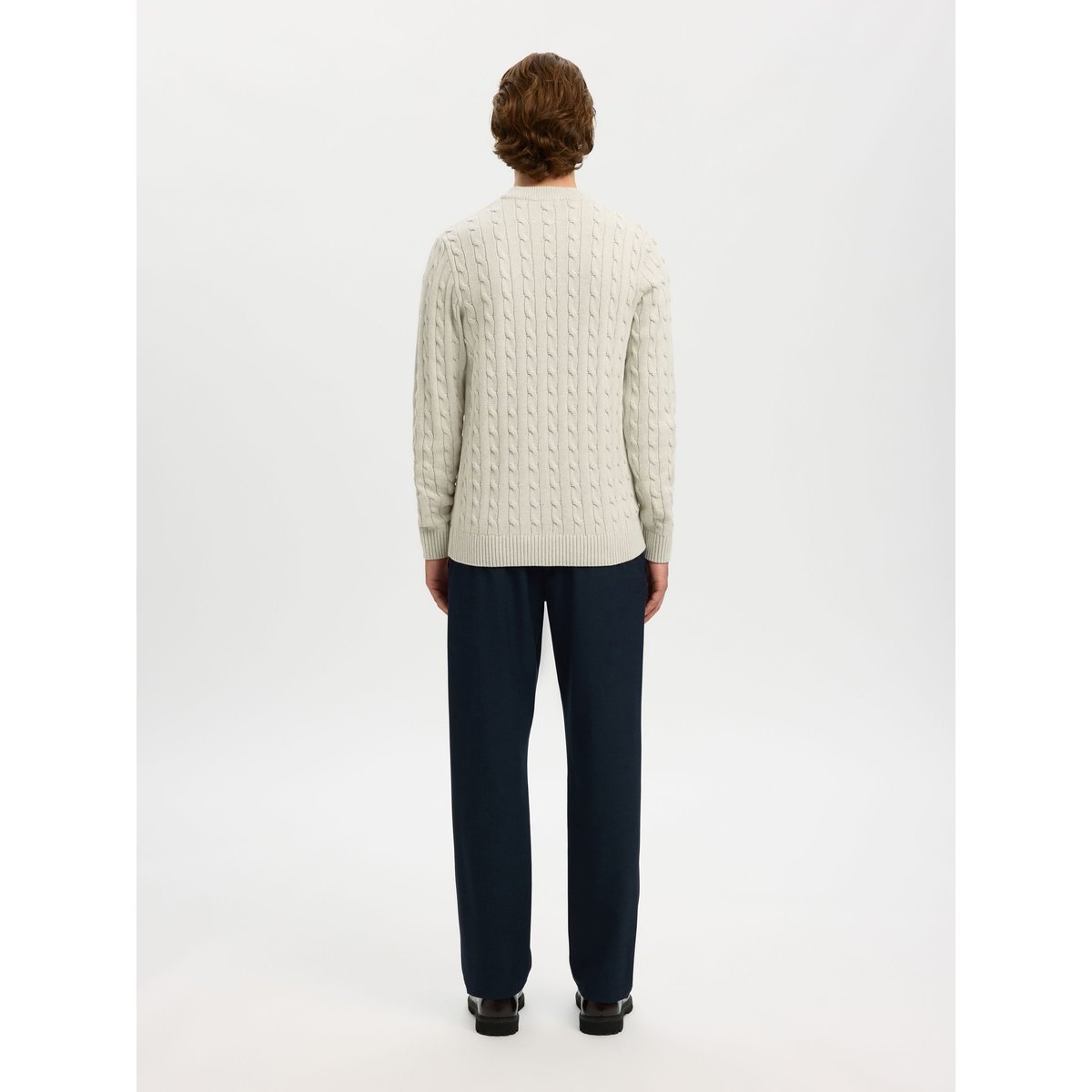 Pull En Maille jaune - bone white 1, SELECTED