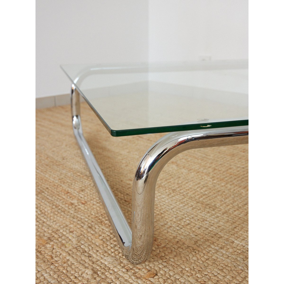 Grande table basse en chrome Donna N°1659 - Bon état transparent, DEBONGOUT
