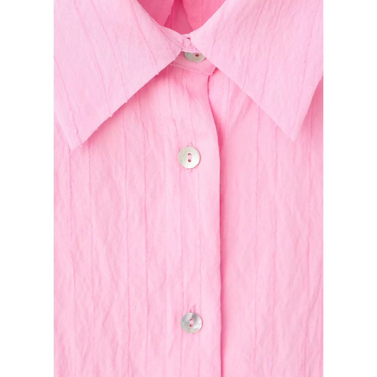 Chemise rayée brodée rose, MANGO