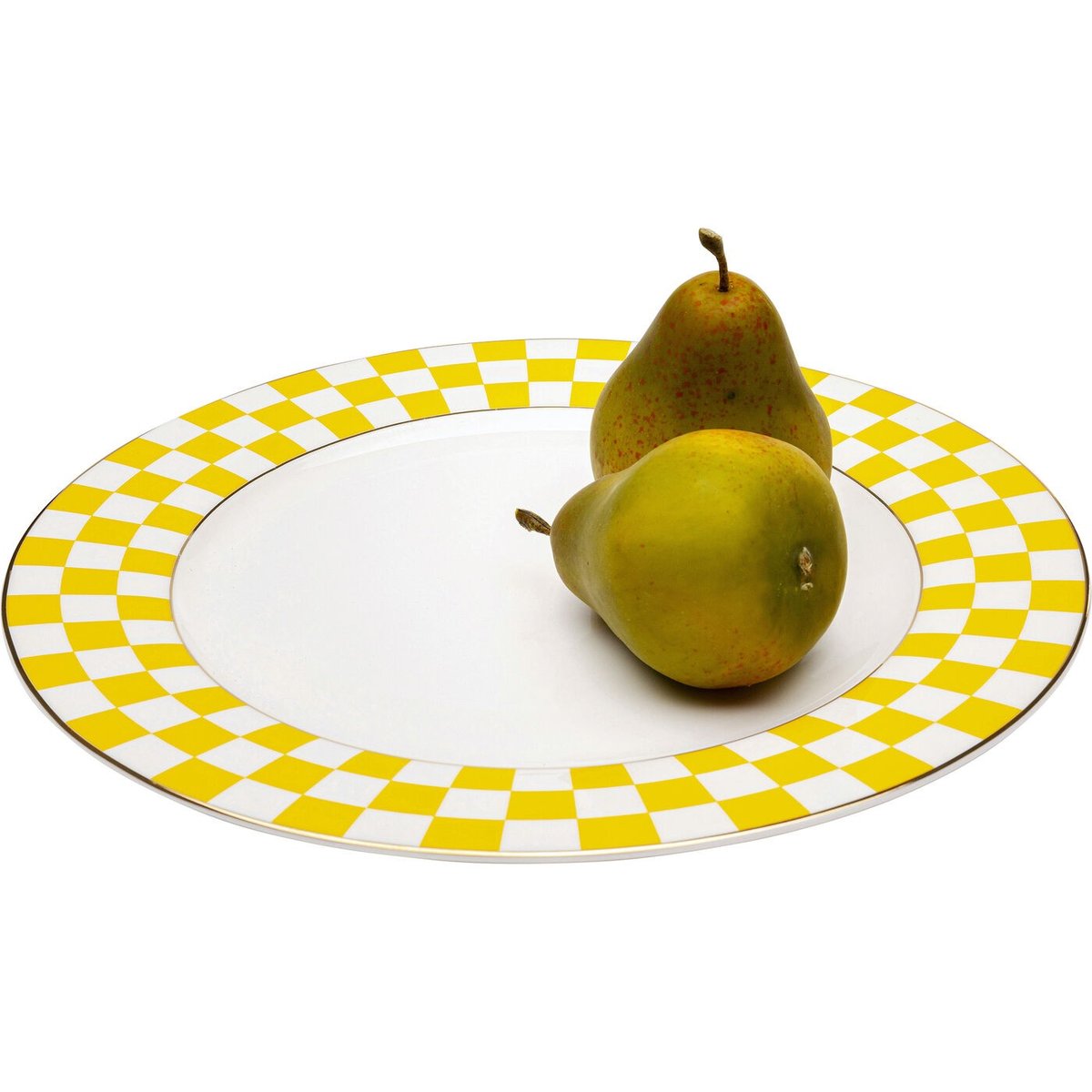 Lot de 6 assiettes bord damier, HARLEQUIN jaune, KARE DESIGN