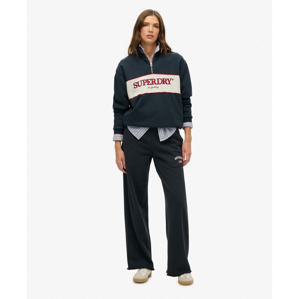 Pantalon de survêtement large Athletic Essentials bleu marine éclipse, SUPERDRY