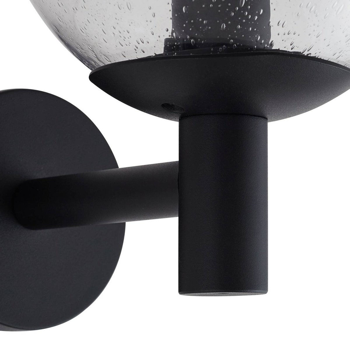 Applique extérieure en verre moderne, Dangan noir, transparent, LINDBY