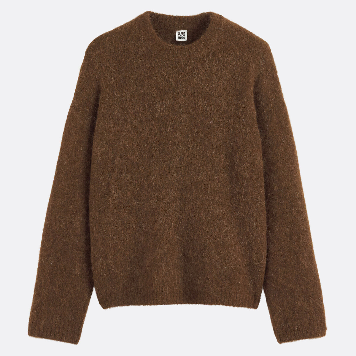 Pull col rond en alpaga brossé mélangé, Signature AZELIE marron, LA REDOUTE COLLECTIONS
