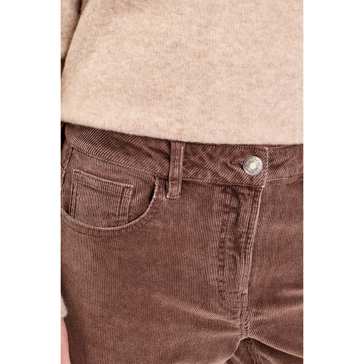 Pantalon droit en velours jaune, CACHE CACHE