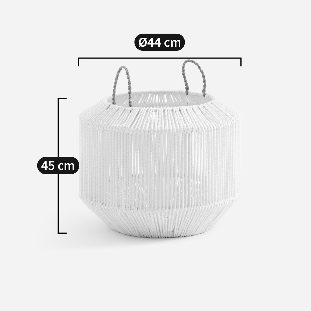 Panier rond tissé à la main en coton, petit modèle, FOLO ecru, AM.PM