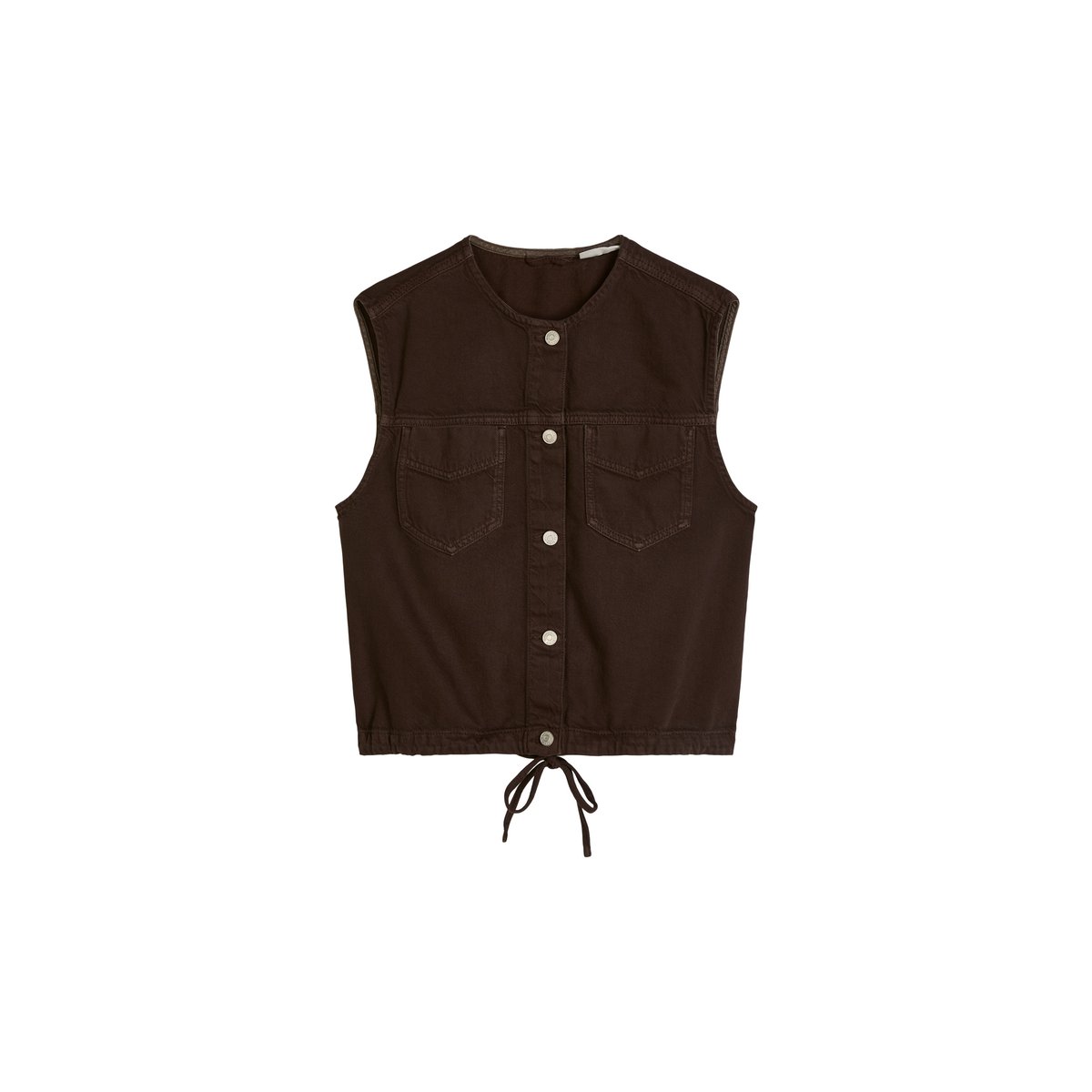 Gilet en jean boxy en mélange de coton organique et de lyocell marron foncé, MARC O’POLO DENIM