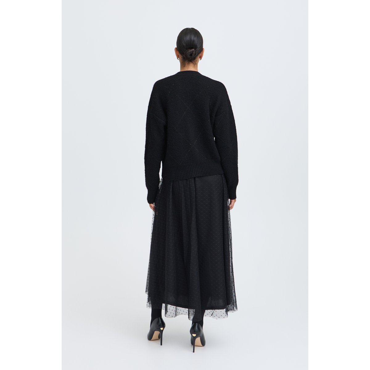 Cardigan manches longues noir meteorite, B.YOUNG
