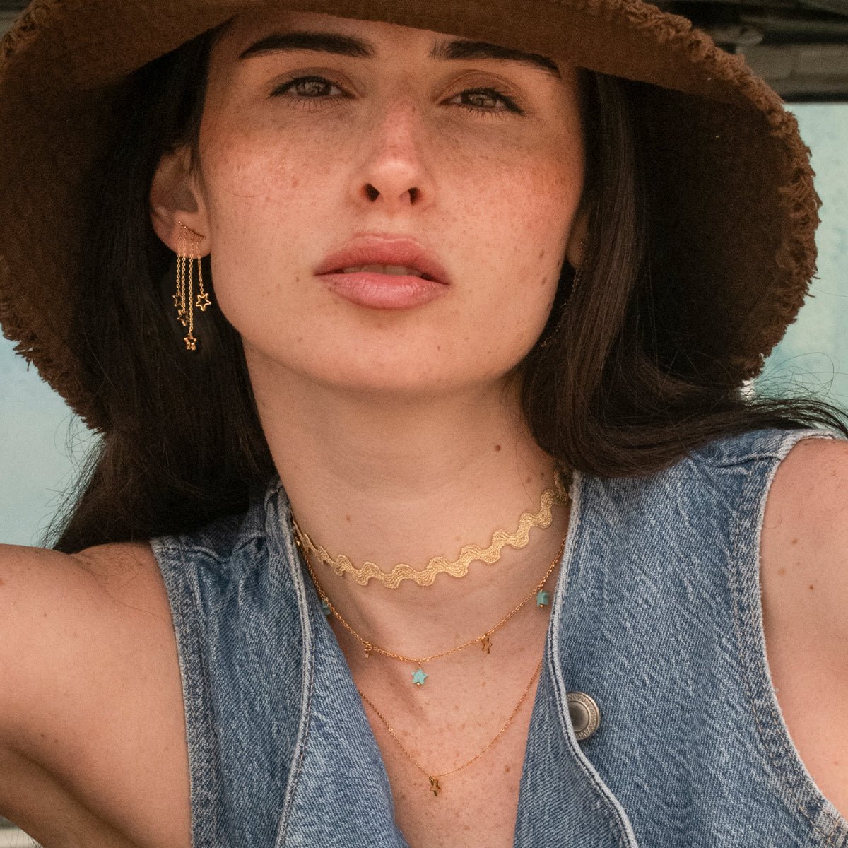 Collier doré multi - cassiopee bleu, CAROLINE NAJMAN