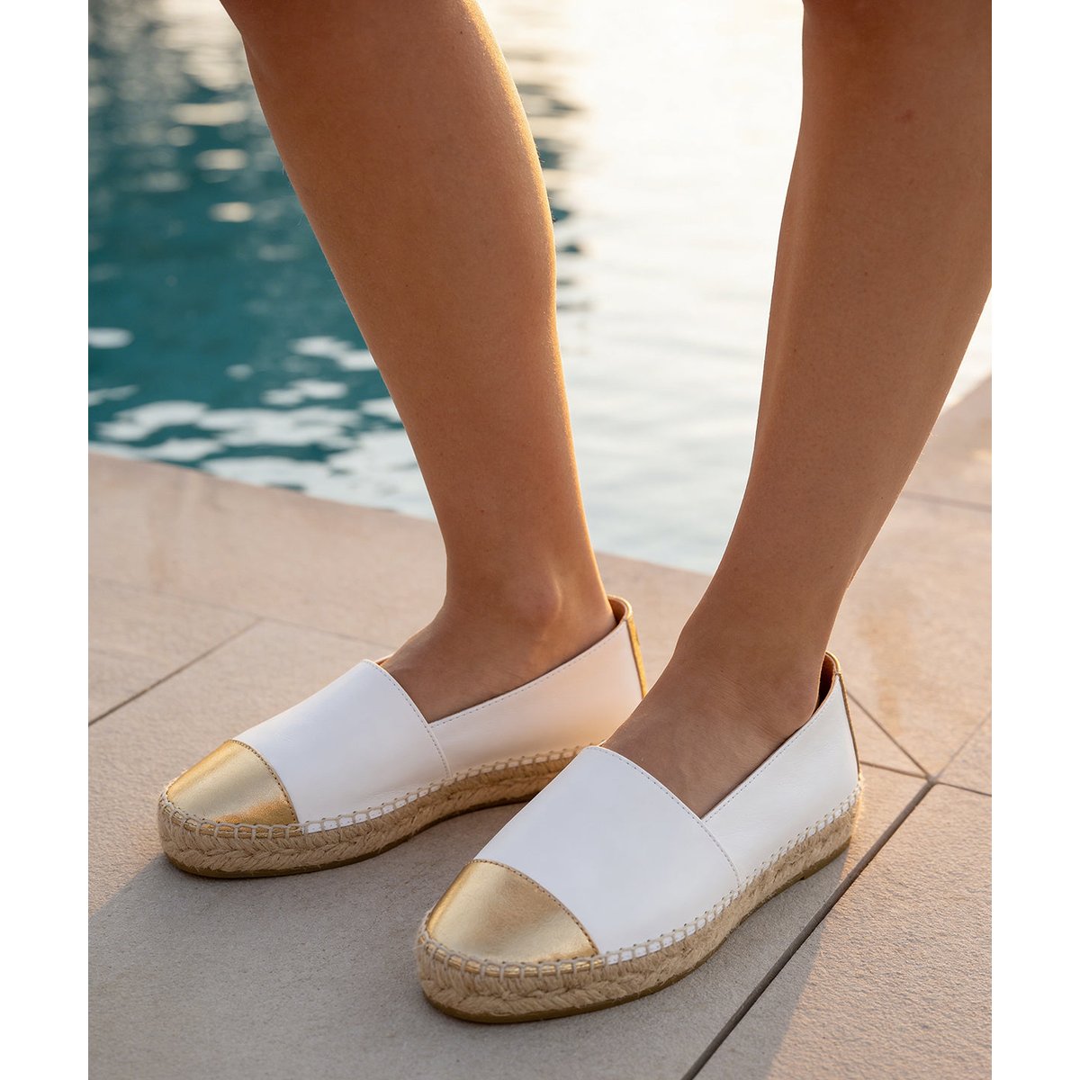 Espadrille IZIA blanc et or, FINSBURY