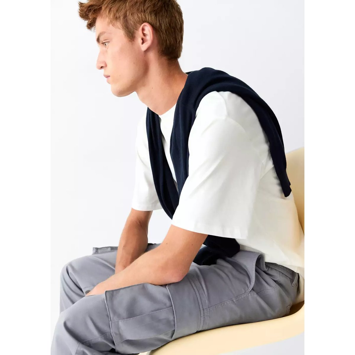 Pantalon droit cargo gris, MANGO TEEN