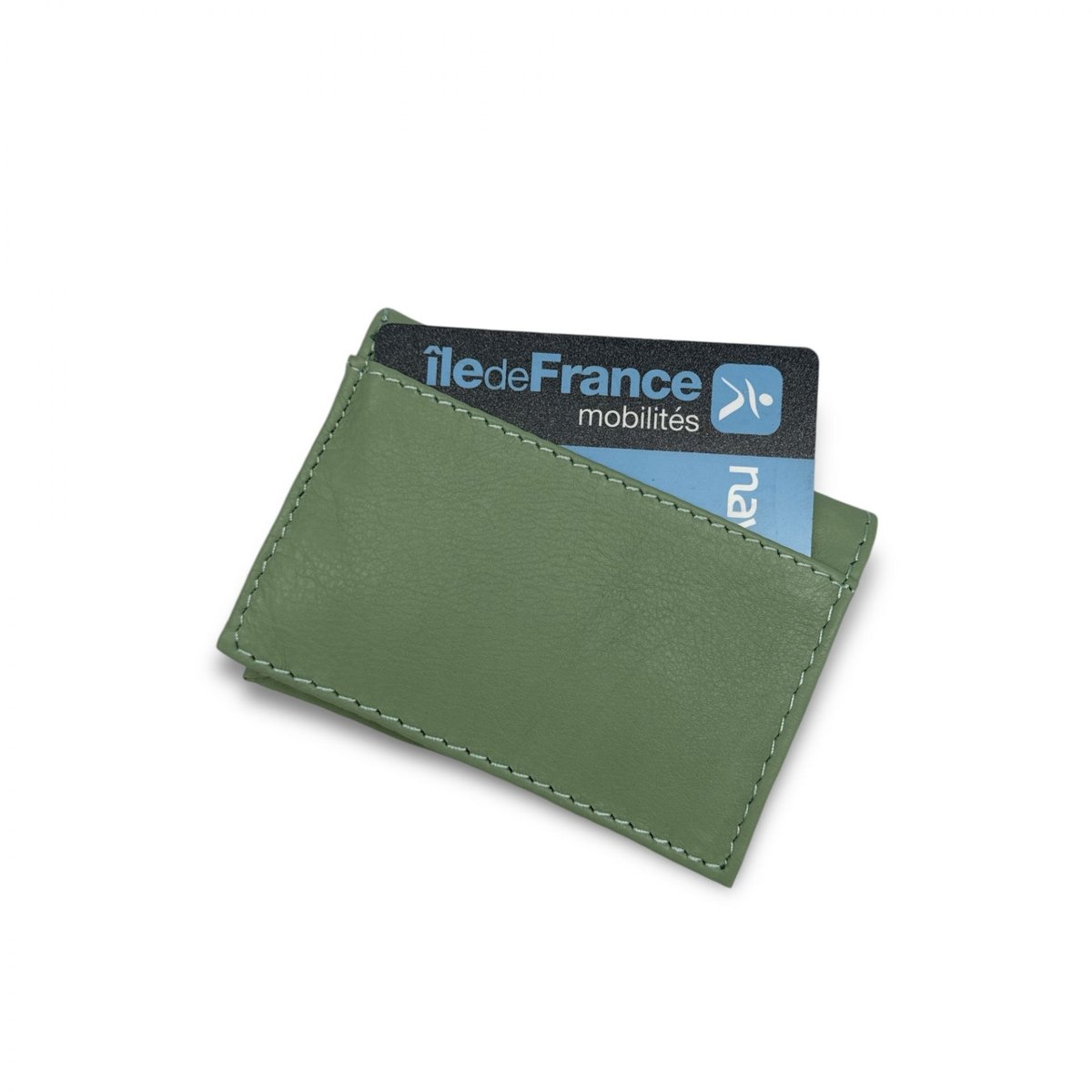 Porte cartes en cuir lisse IMPRESSION vert pastel, OH MY BAG