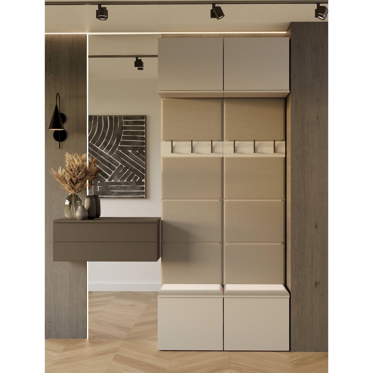 Garderobe d'entrée en bois collection HAGA cachemire et beige, RECOLLECTION
