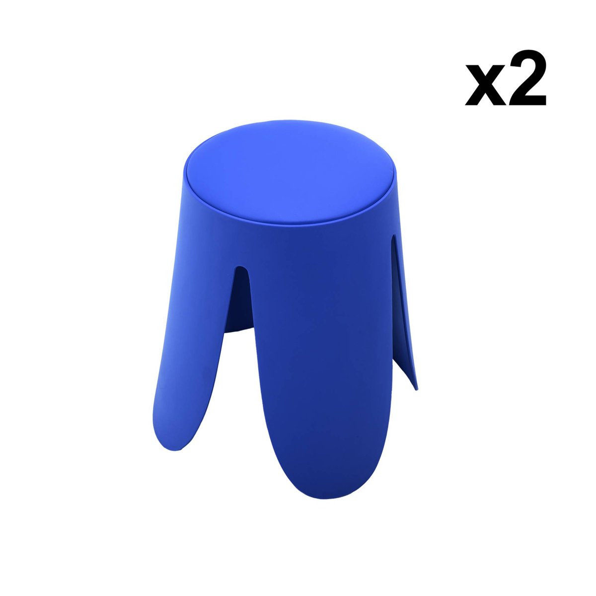 Tabouret empilable simili cuir (lot de 2) NIKI bleu, SWEEEK