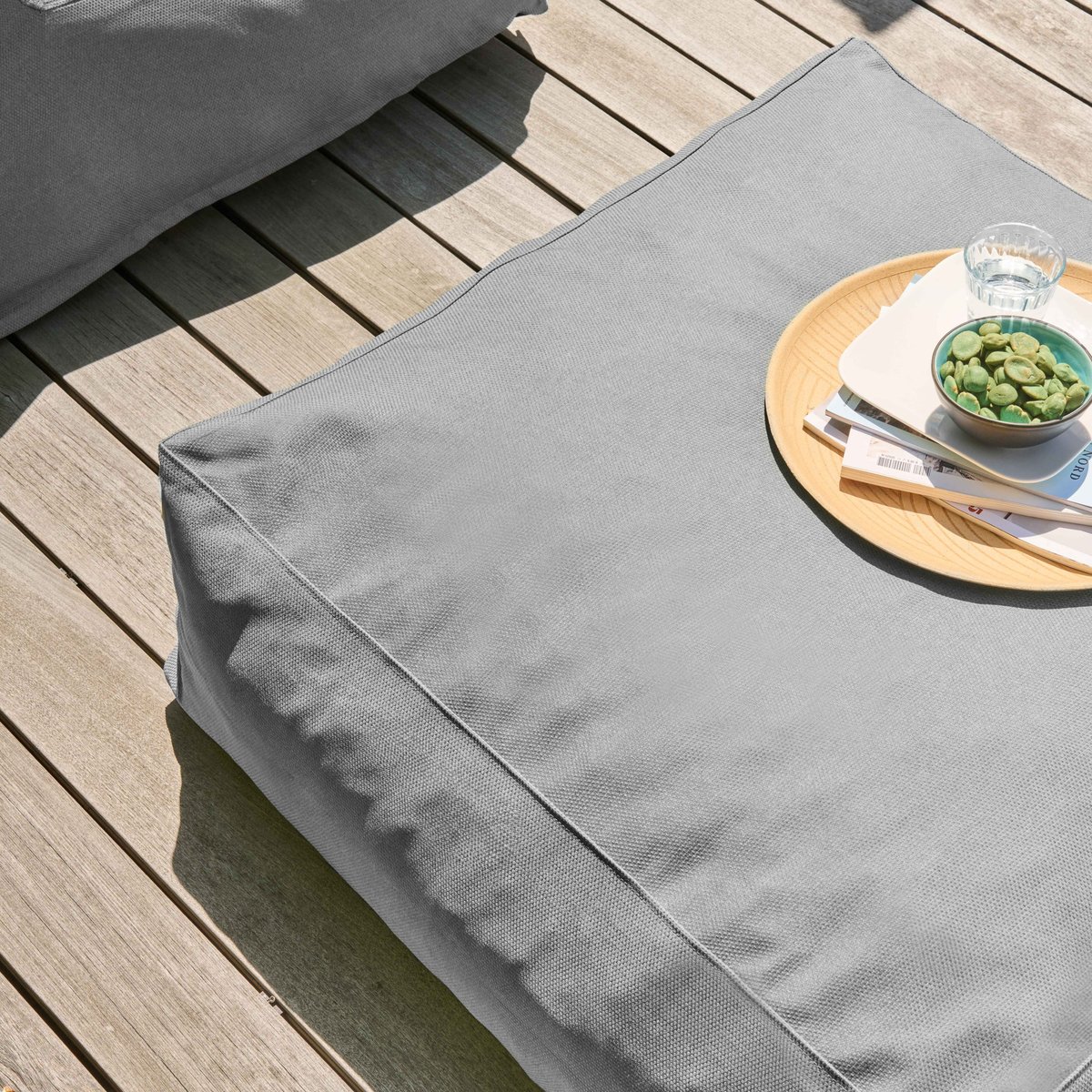 Pouf pour salon de jardin modulable, MIXI gris, OVIALA