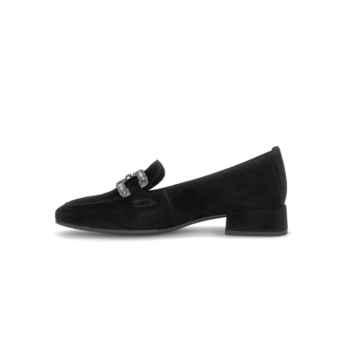 Mocassins en cuir à talon décroché noir velours, GABOR