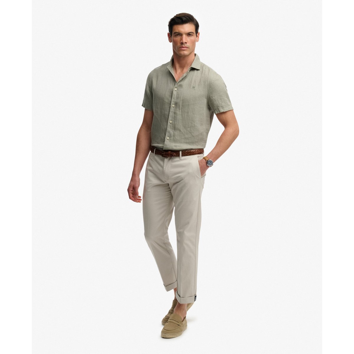 Chino Premium coupe classique gris jour de pluie, SUPERDRY