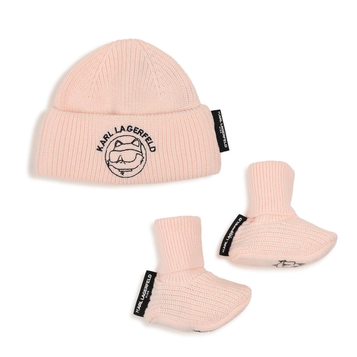 Ensemble bonnet et chaussons pale blush, KARL LAGERFELD KIDS
