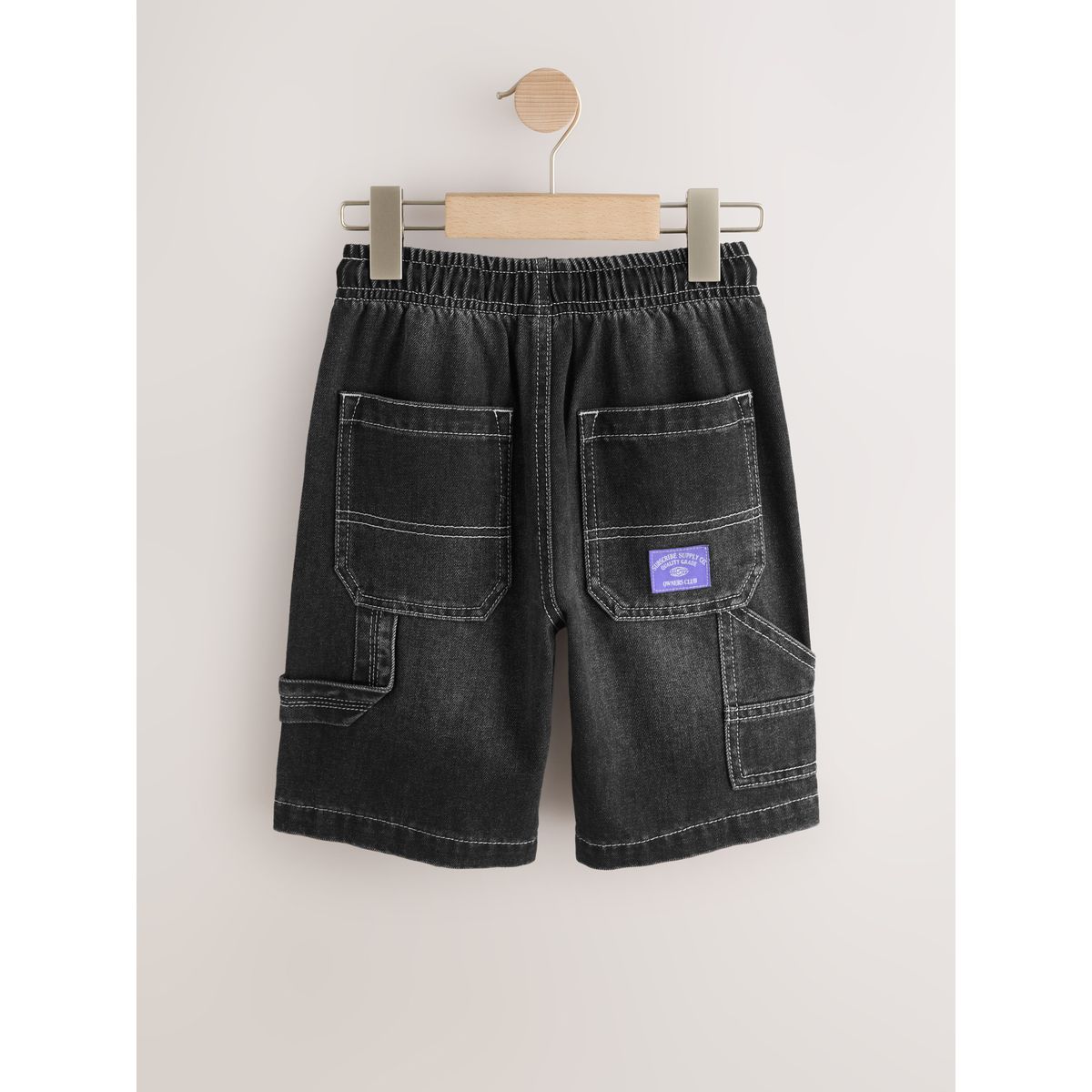 Short carpenter en jean noir, NEXT