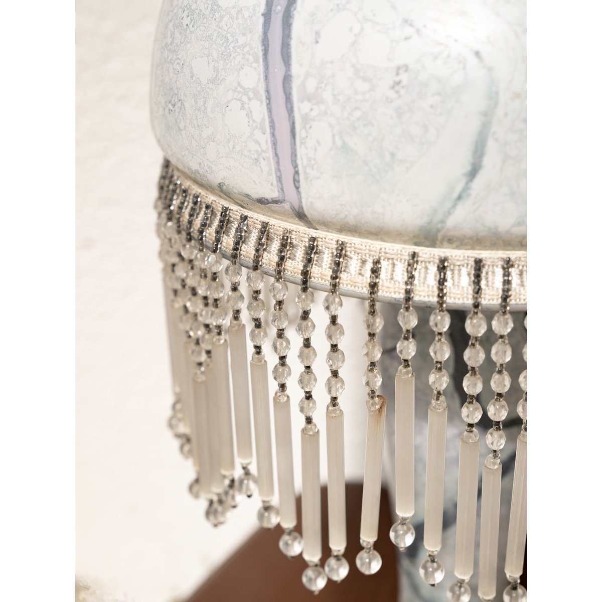 Lampe décorative en verre marbré style Art Déco Suzanne N°603 - Bon état gris, DEBONGOUT