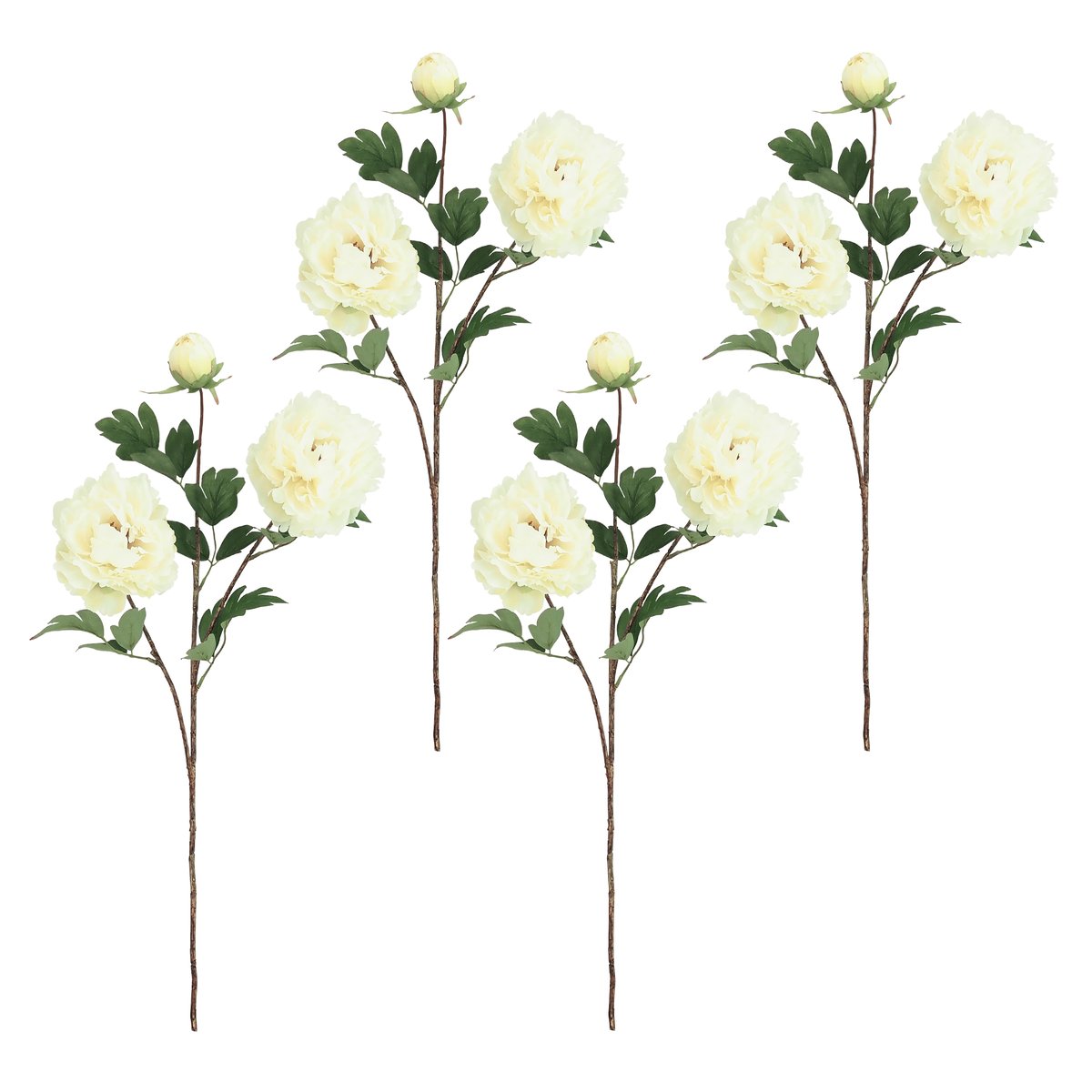 Pivoine artificielle en tige blanche 70cm lot de 4 autres, LIGNE DECO