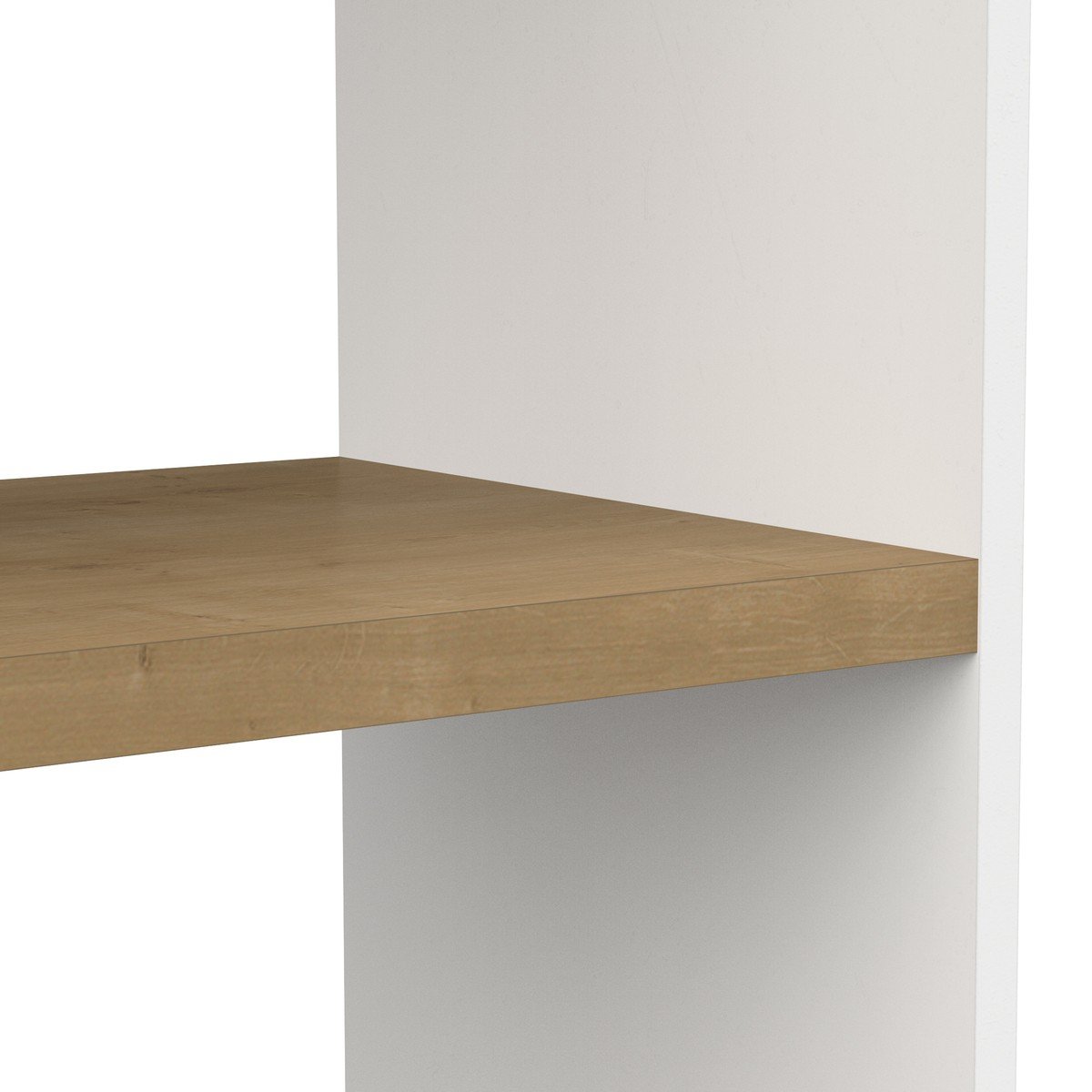 Etagère déco 6 rayons et 8 niches décor chêne et blanc mat - ACCESS bois clair, CALICOSY