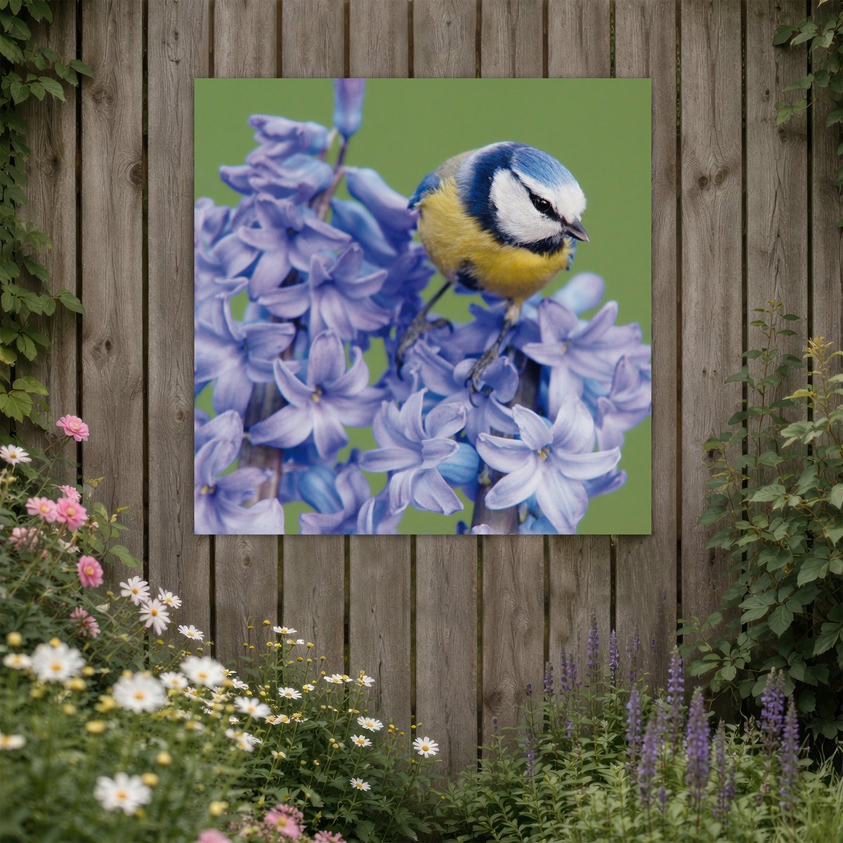 Tableau de jardin Oiseau et lilas violet, vert, ART FOR THE HOME