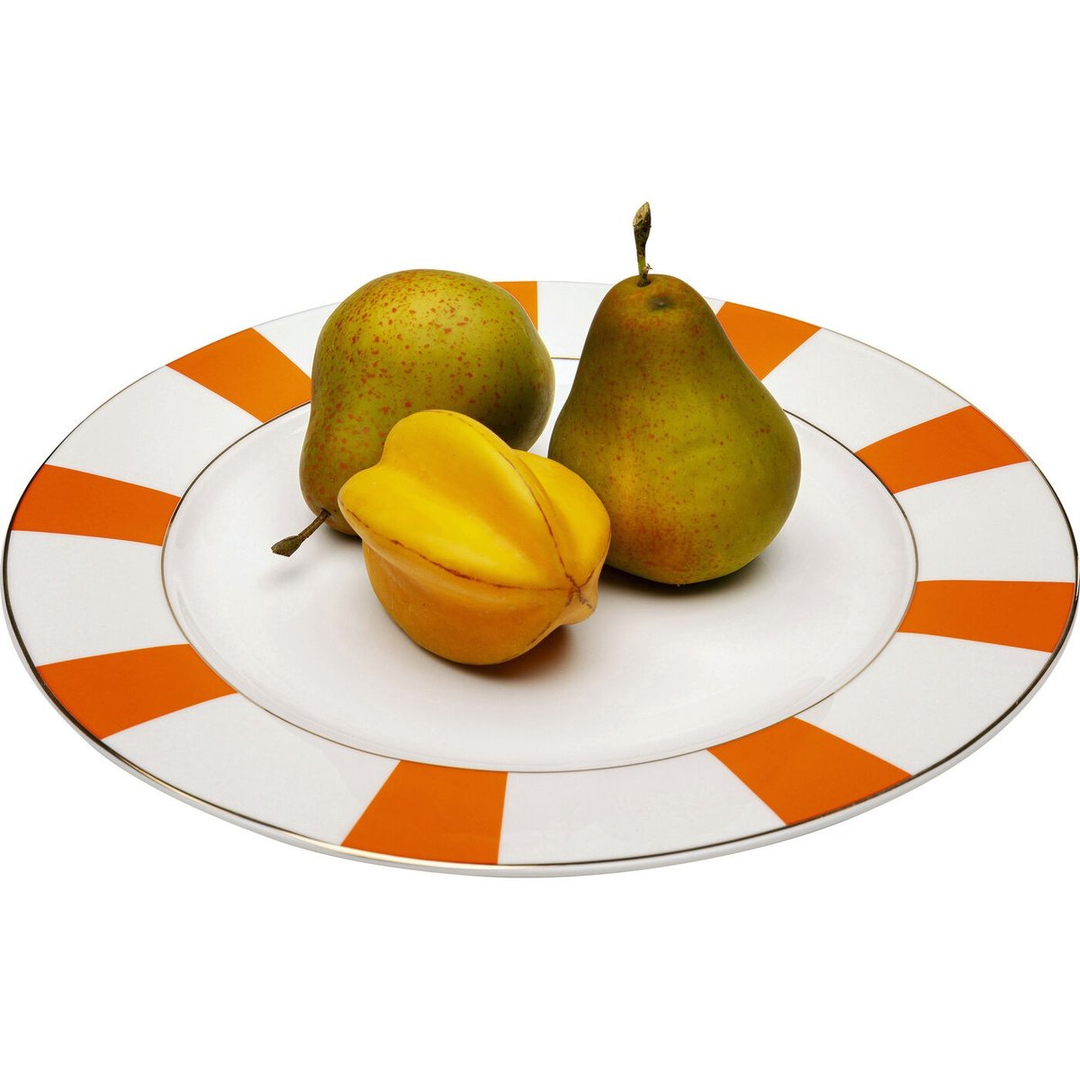 Lot de 6 assiettes bord rayé, HARLEQUIN orange, KARE DESIGN
