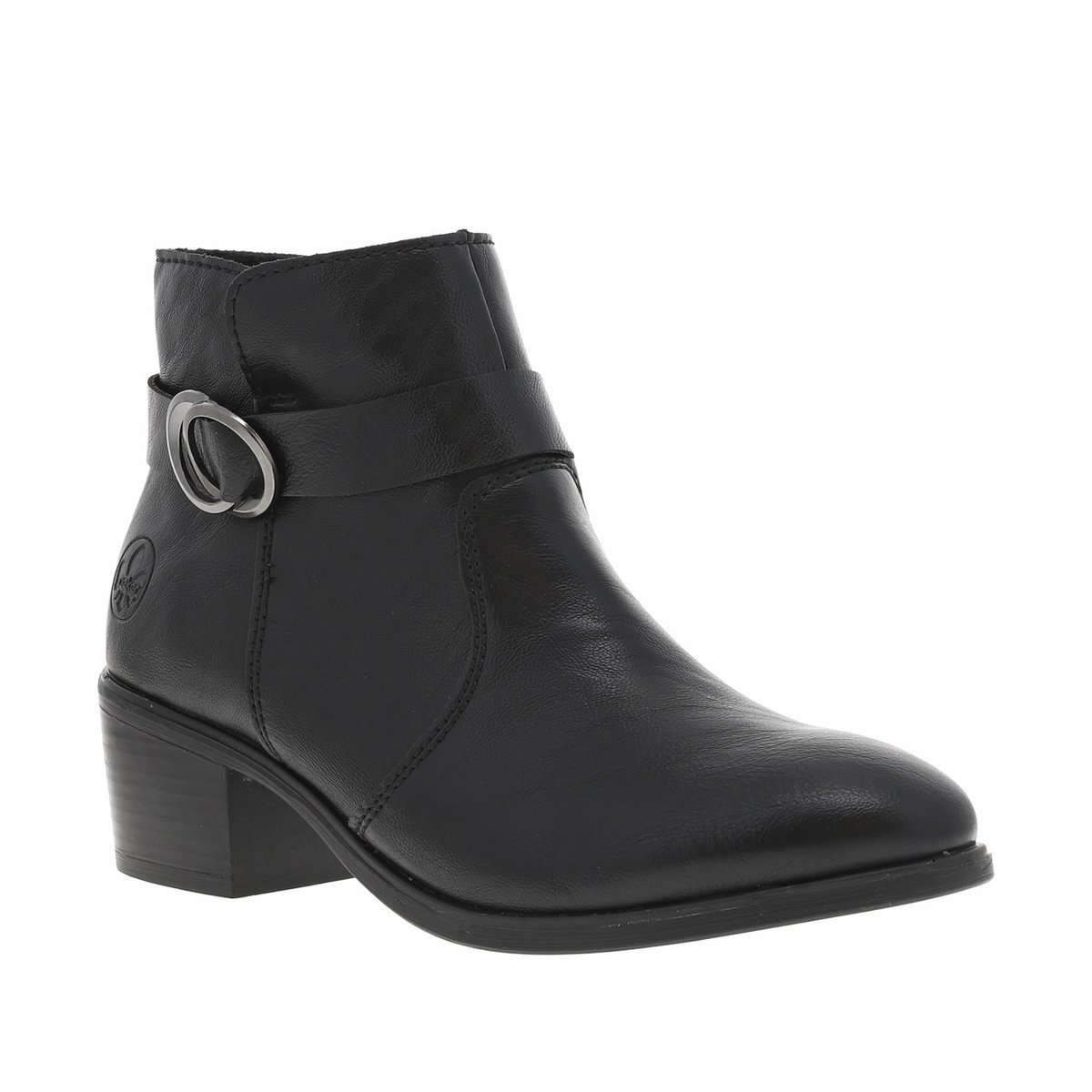 Boots noires à talon décroché moyen avec un zip côté interne noires, RIEKER