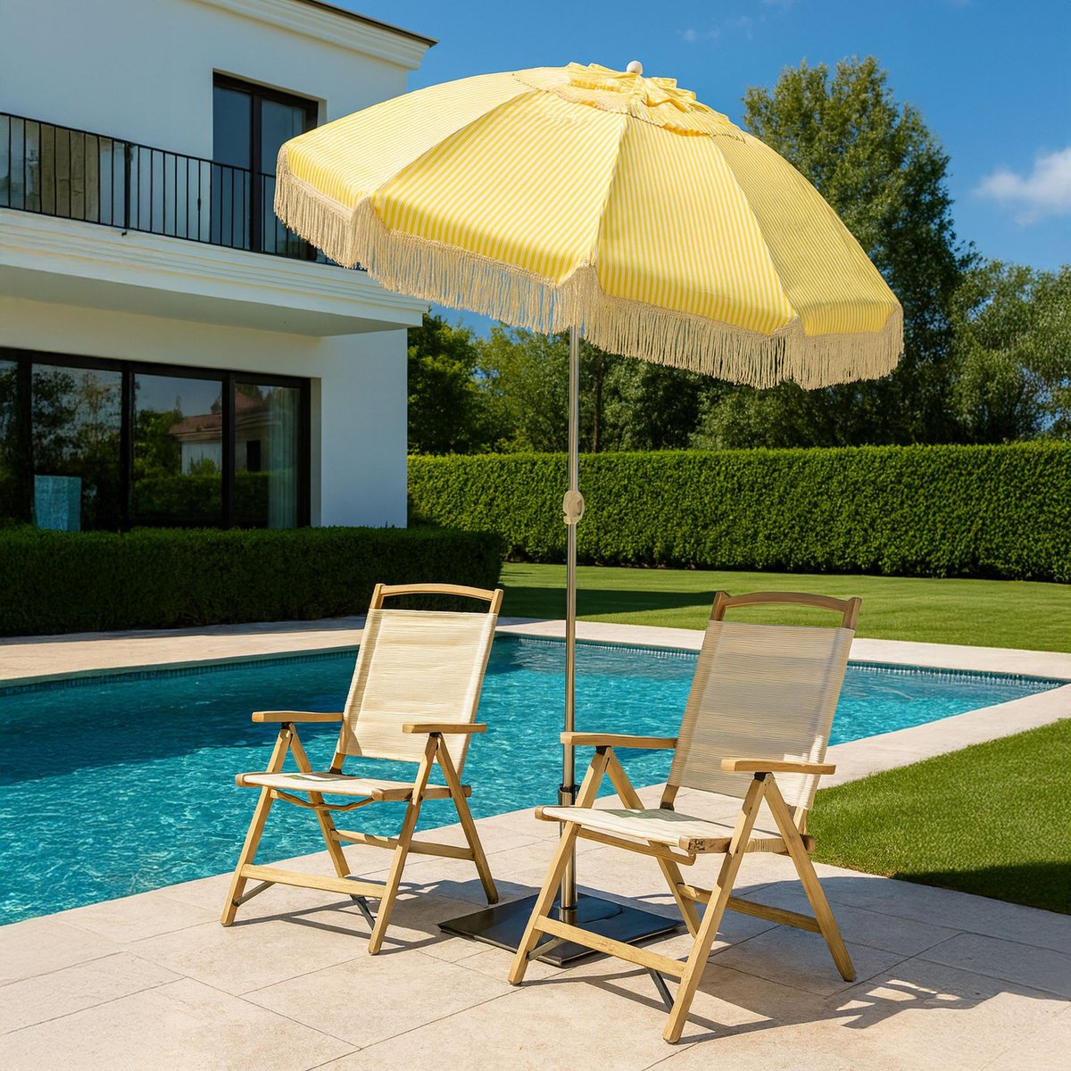 Chaise de plage en toile à rayures, PLAYA jaune, NOW'S HOME