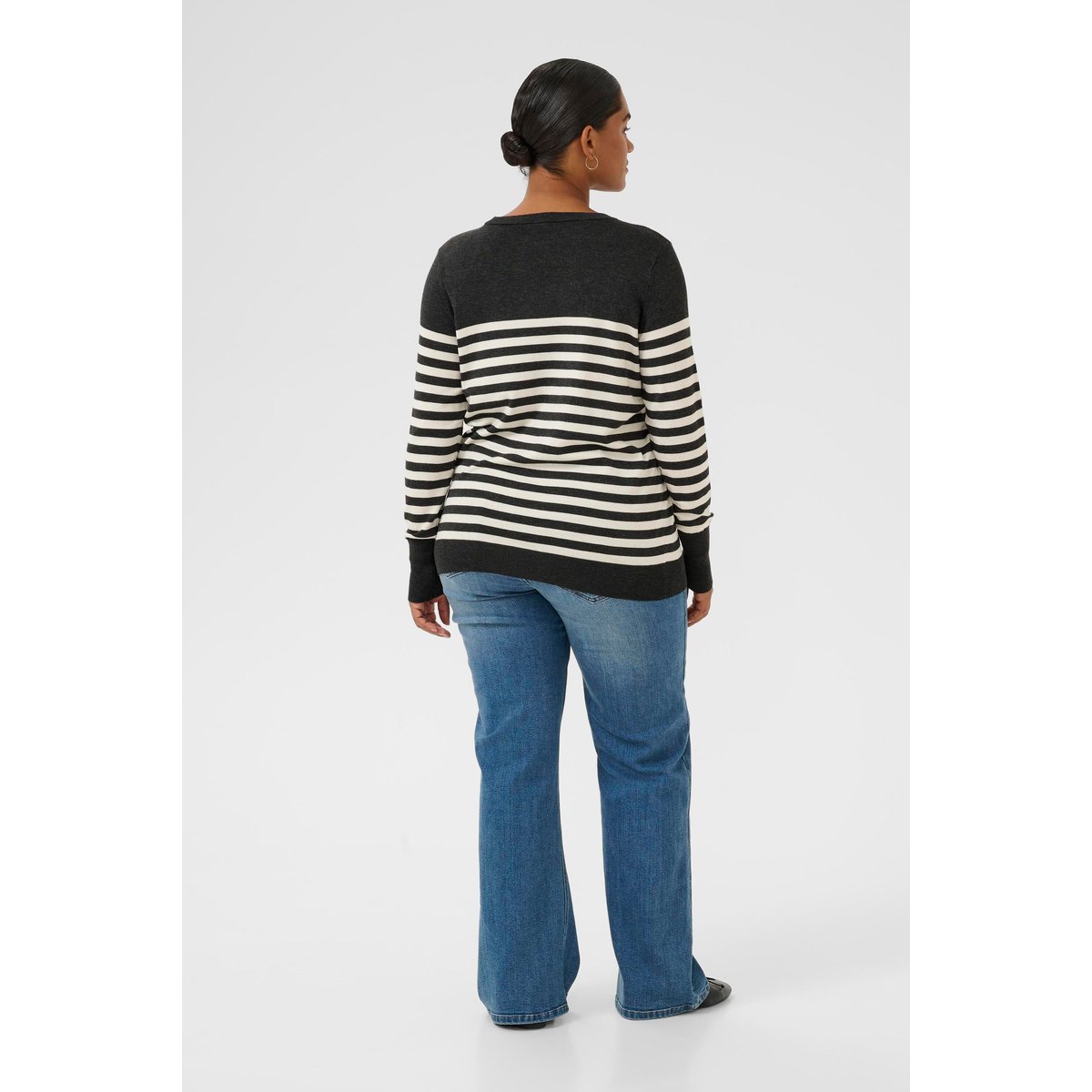Pullover tricoté imprimé dgm/turtledove half stripe, KAFFE CURVE