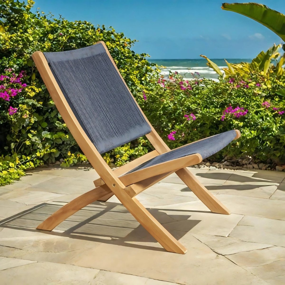 Fauteuil jardin lounge en corde Jala gris, WANDA COLLECTION